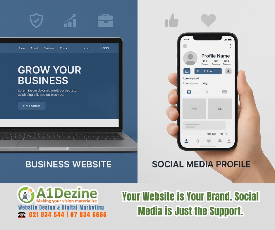 Website vs Social Media: Why Your Business Needs Both – A1dezine Web Design & Digital Marketing Hamilton